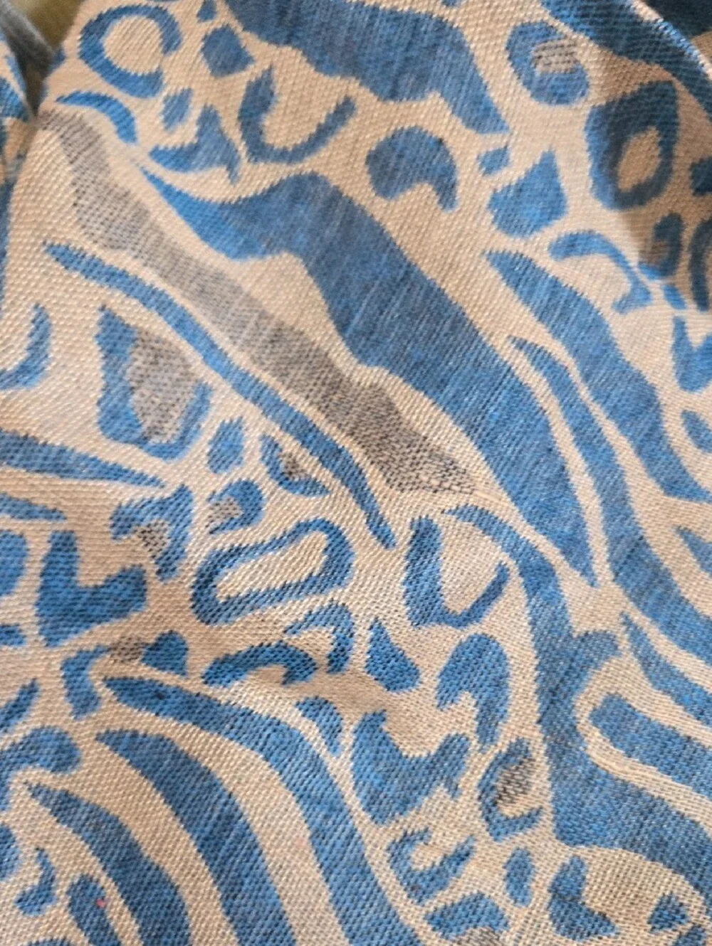 pashmina Blue and Cream Animal Print Scarf Wrap